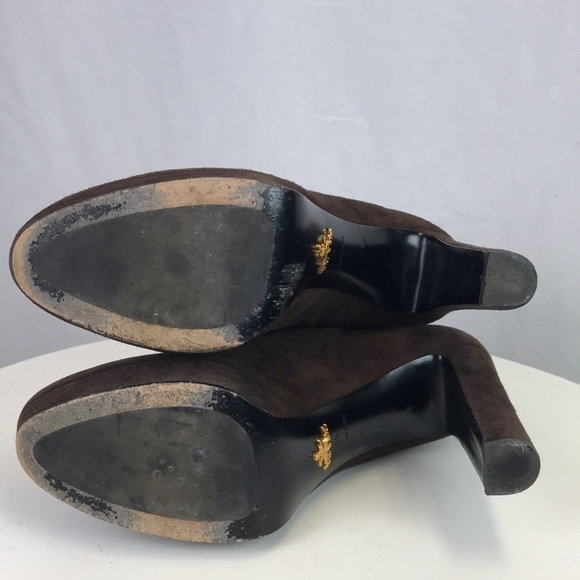 Prada Suede Heeled Booties with Front Buckle Size 10 - Picture 9 of 12